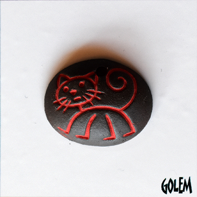 Stick figure cat - red on dark