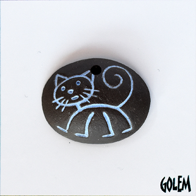 Stick figure cat - baby blue on dark