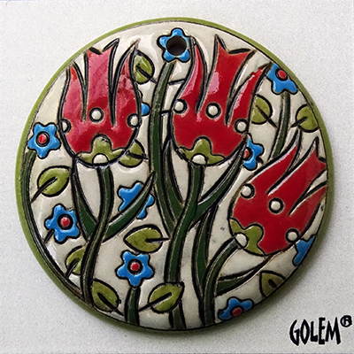Tulips - red on white, large round