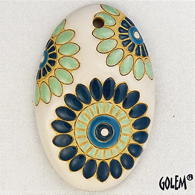 Fireworks, blue & white, large oval
