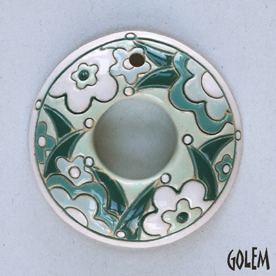Blue flowers, round donut pendant