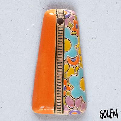 Flowers on yellow, trapezoid pendant