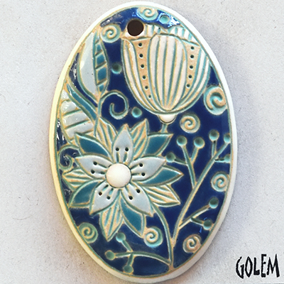 Snow Flower, light blue, large oval