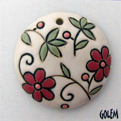 Round, flowers on white