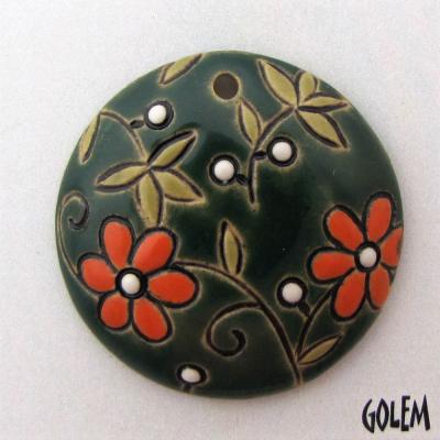 Round, flowers on green