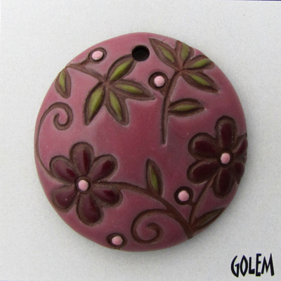 Round pendant, wine on terracotta