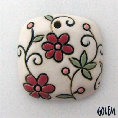 Square, flowers on white