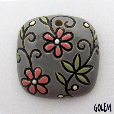 Square, flowers on grey