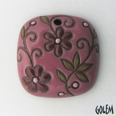 Square pendant, wine on terracotta
