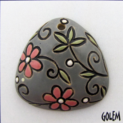 Triangle, flowers on grey