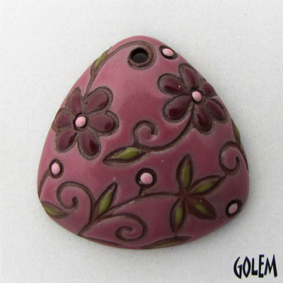 Triangle pendant, wine on terracotta