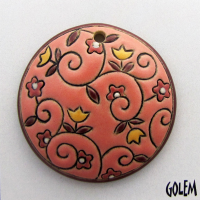Round, flowers on Light Salsa
