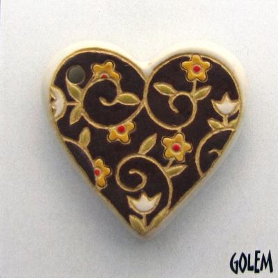 Heart, flowers on brown