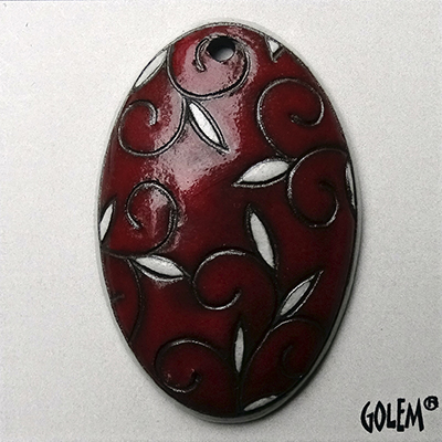 Arabesque - oval, red on dark