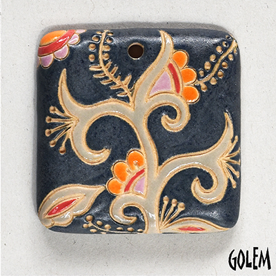 Cotton Blossoms - square pendant, Capri Blue