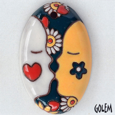first kiss, large oval, terracotta