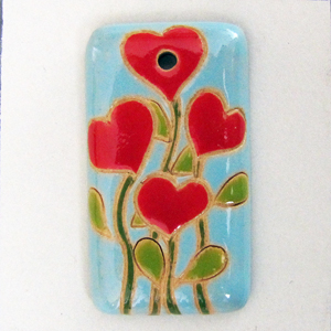 Heart Flowers, rectangle pendant