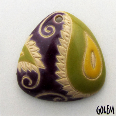 Paisley, domed triangle, purple & green