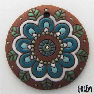 Paisley snowflake, large round, terracotta