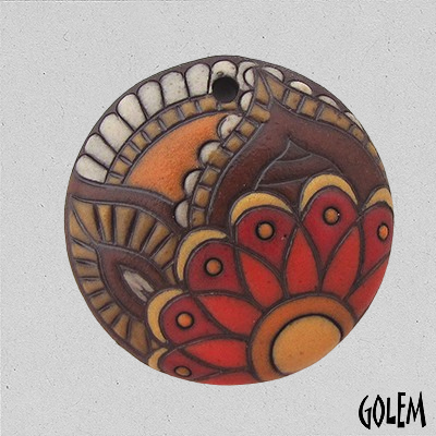 Paisley mandala, round domed pendant