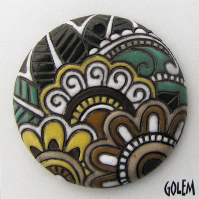 Complex Paisley Design, large round pendant