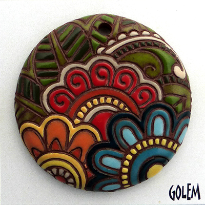 Complex Paisley Design, large round pendant