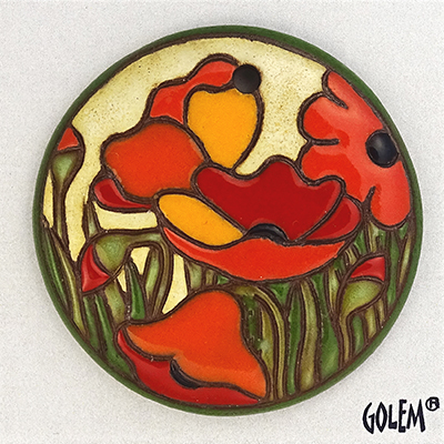 Poppy field, large round pendant