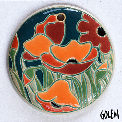 Large Round pendant, sunset poppies