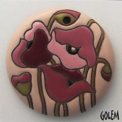 Large terracotta round, burgundy on pink