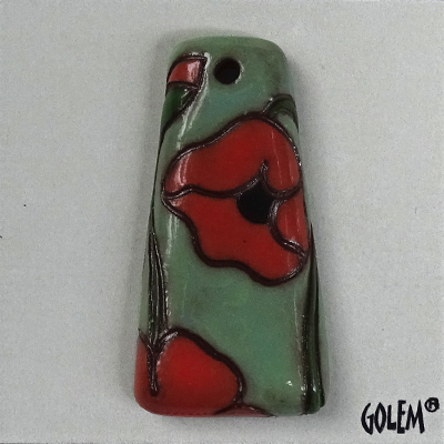 Trapezoid, terracotta, red on sage