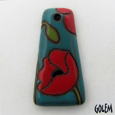 Trapezoid, terracotta, red on blue