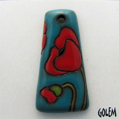 Trapezoid, terracotta, red on blue
