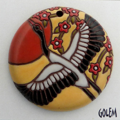 Sunset Crane - large round pendant