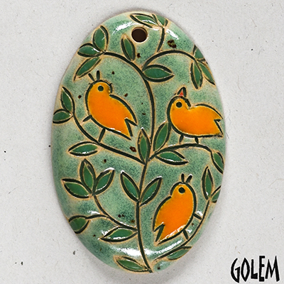 Little birds, large oval pendant