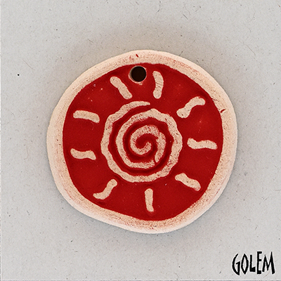 Tribal Sun - Red on off-white