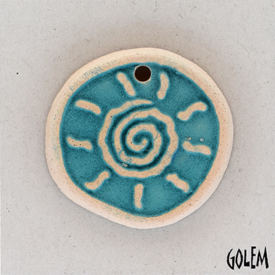 Tribal Sun - Caribbean blue on off-white