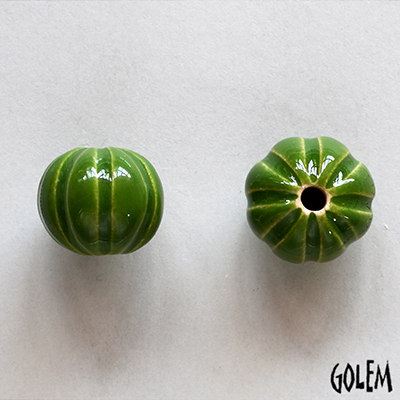 Pumpkin shape bead, BRIGHT KIWI