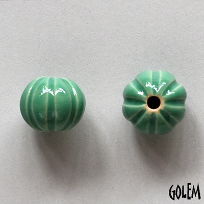 Pumpkin shape bead, BRIGHT JADE