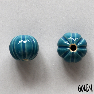Pumpkin shape bead, DARK CARIBBEAN