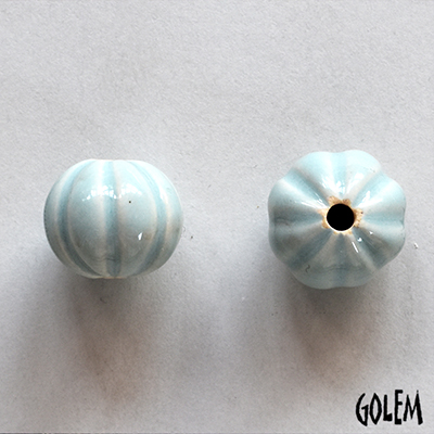 Pumpkin shape bead, Seabreeze