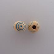 Blue bull-eye on light round bead