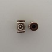 Circles, lines & dots on short dark tube bead