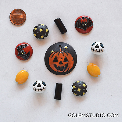 Halloween set of pendant & beads