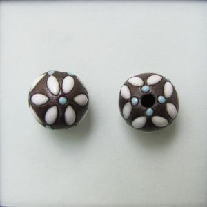 white leaves, blue dots on dark - 4