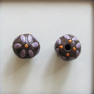 purple leaves, orange dots on dark - 4