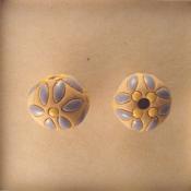 round bead,blue lieves, yellow dots