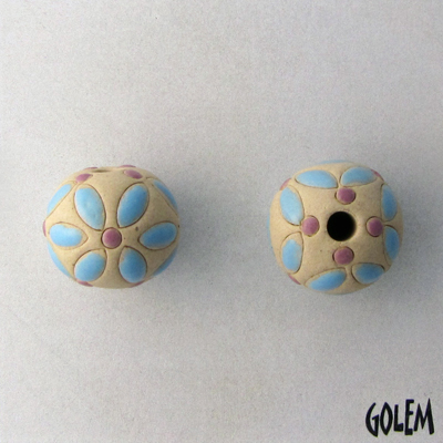 Turquoise leaves, purple dots
