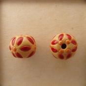 red leaves, orange dots
