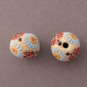 turquoise daisies and ladybugs, large round