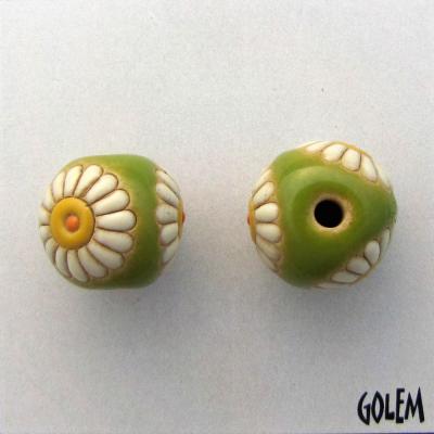 white daisies on lime green
